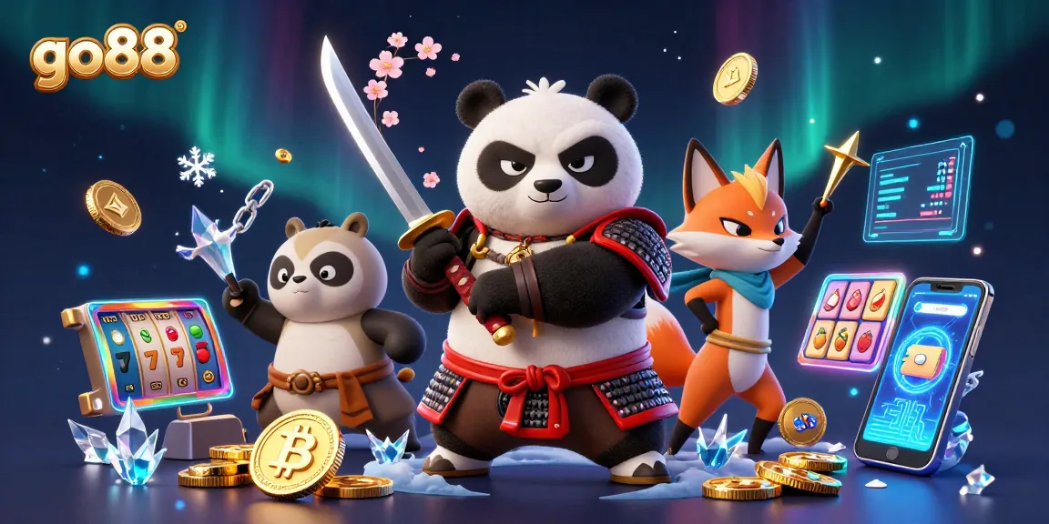 Win big at go88 with an epic 3D casino scene featuring samurai panda, ninja fox, and magical tanuki.