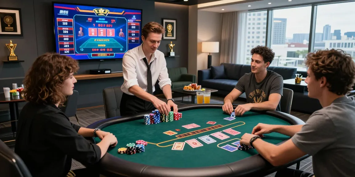 Exciting online gambling moment in a virtual poker game featuring 123b with friends and high-tech graphics.