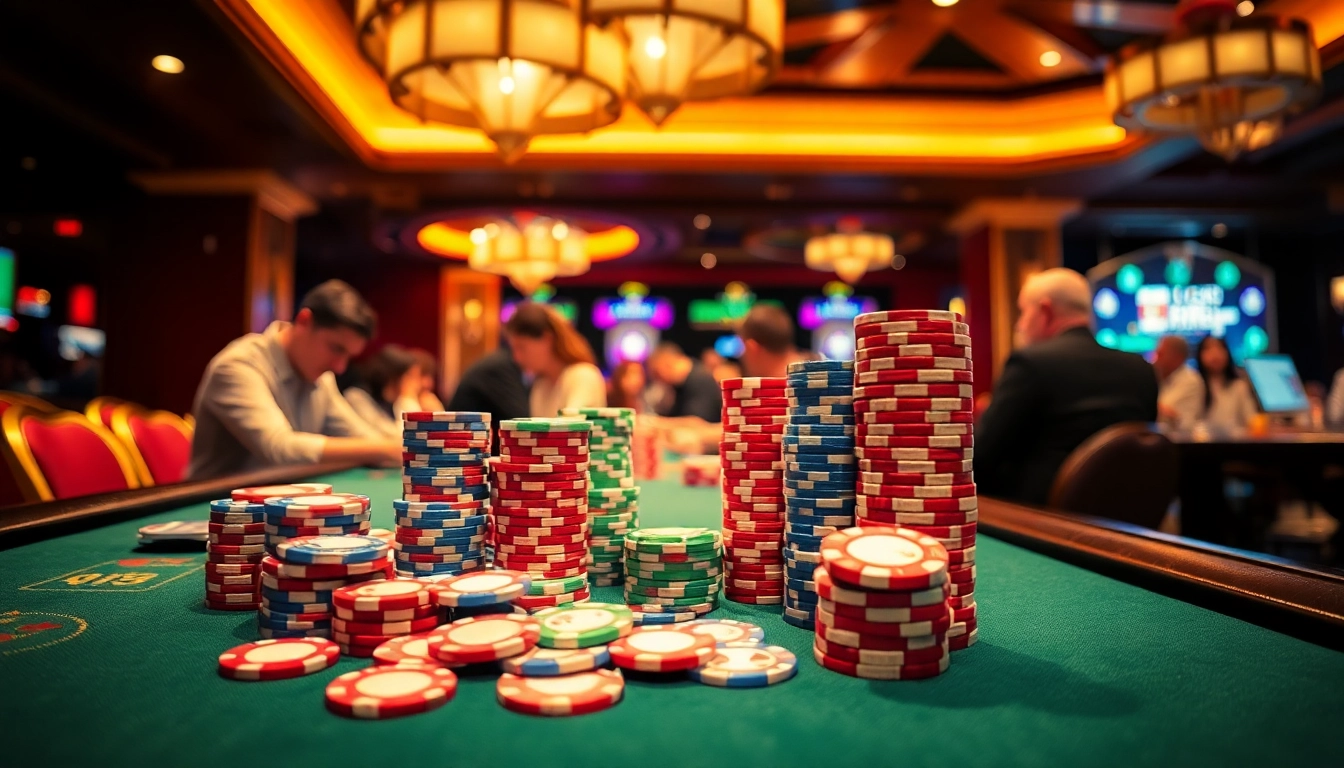 Experience the thrill of gaming with RR88 at an elegant casino setting filled with excitement.