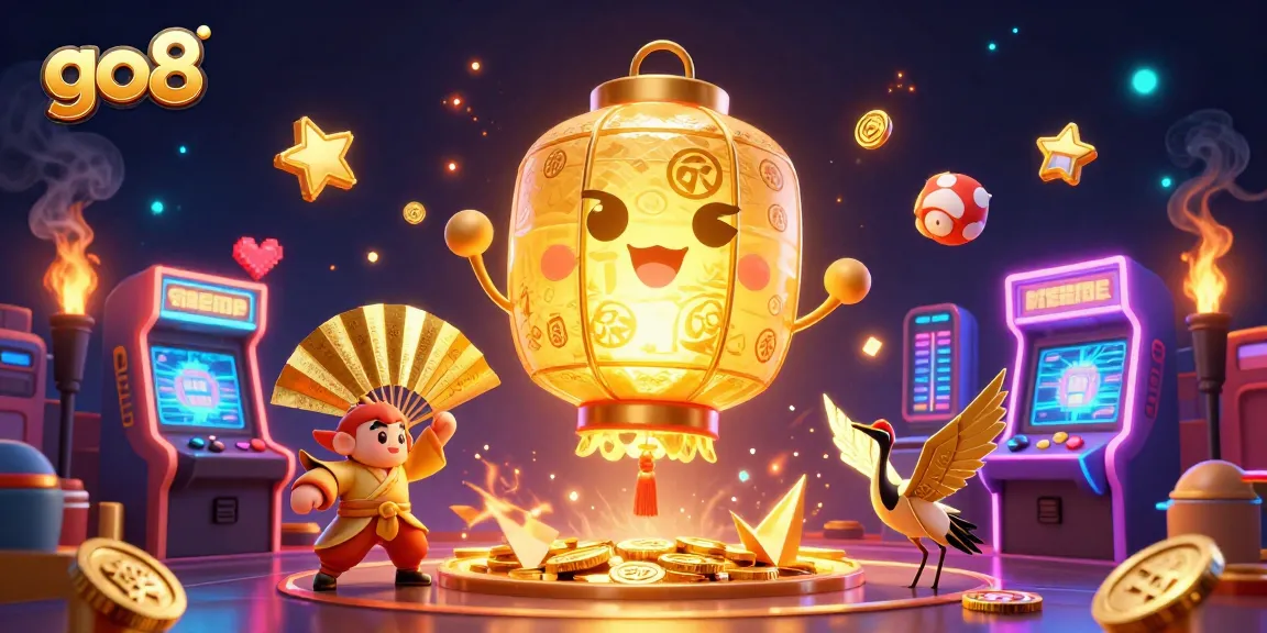 Spin the reels with go8's vibrant casino spirit showcasing golden lanterns and exciting game elements.