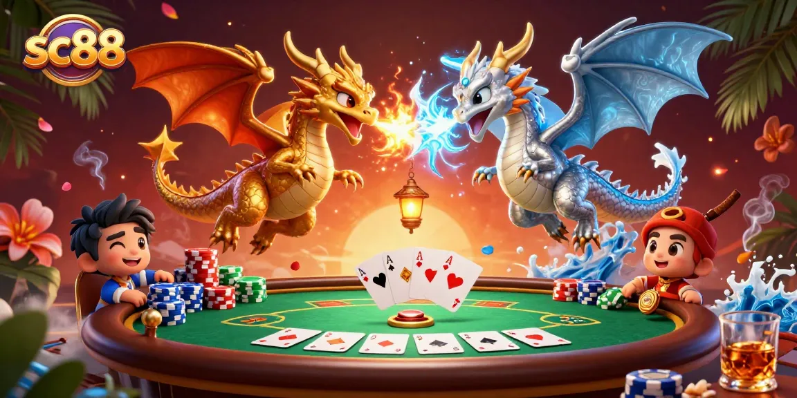 Players enjoy a thrilling poker game at sc88 with immersive 3D dragon illustrations.