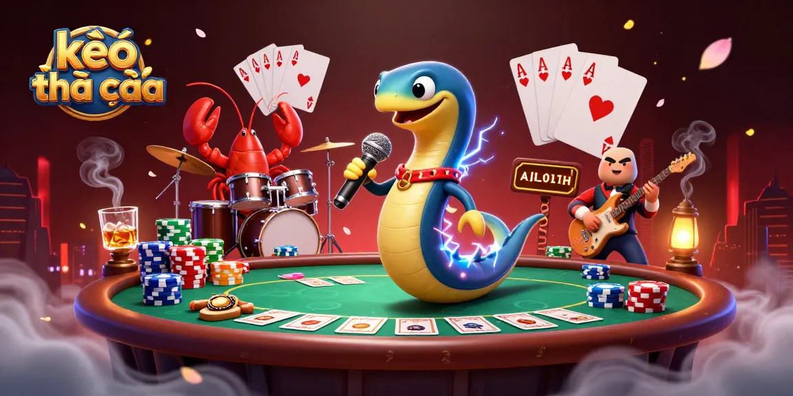 Engaging scene of kèo nhà cái with electric eel DJ, lobster drummer, and seahorse guitarist in an underwater casino.