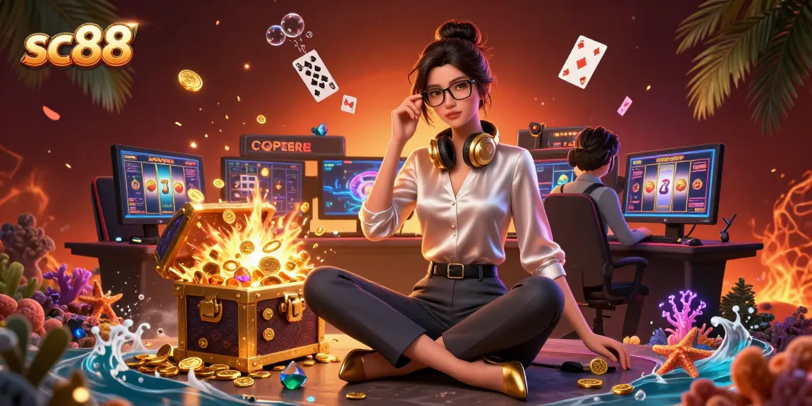 Experience the thrill of sc88 with an exciting gaming setup and vibrant casino elements.