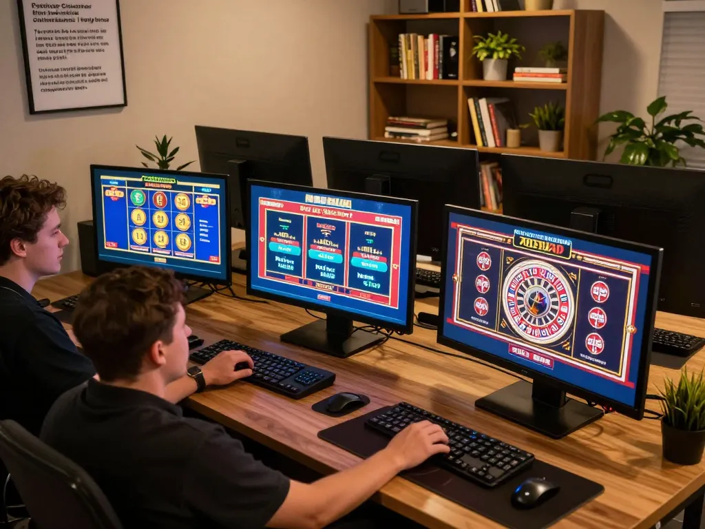 Player enjoying TA88 online casino games on multiple screens, showcasing bankroll management and strategic gameplay.