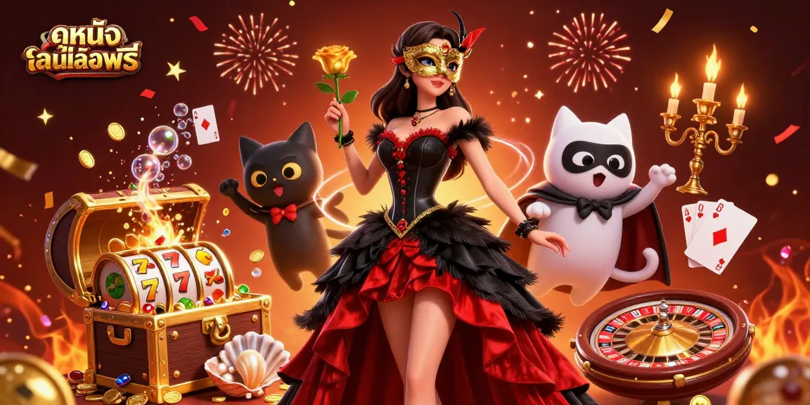 Experience online movie watching with ดูหนังออนไลน์ฟรี featuring vibrant casino-themed elements.