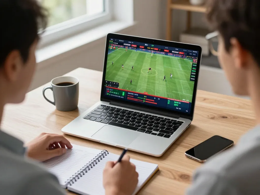tip88 user engaged in sports betting with strategic analysis in a cozy home office