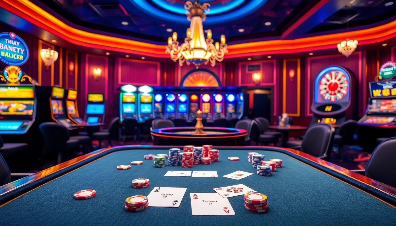 Join the excitement of tvhay by playing poker at a luxurious casino table with vibrant chips and cards.