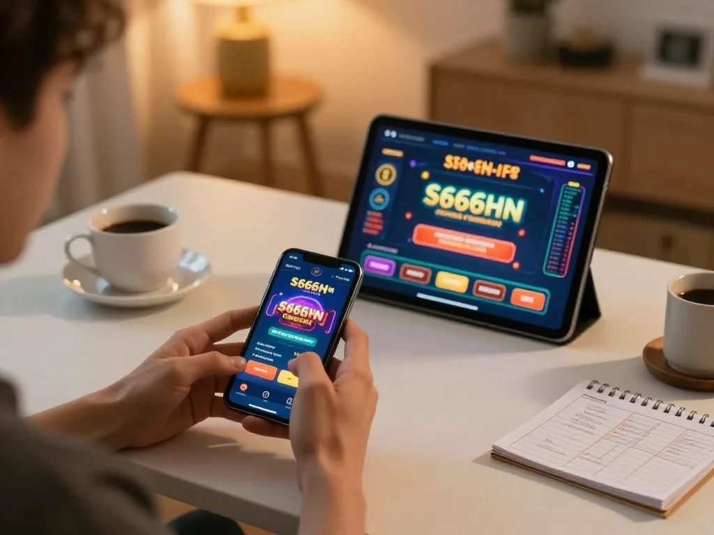 S666HN user engaging with casino app on smartphone, showcasing live dealer game excitement