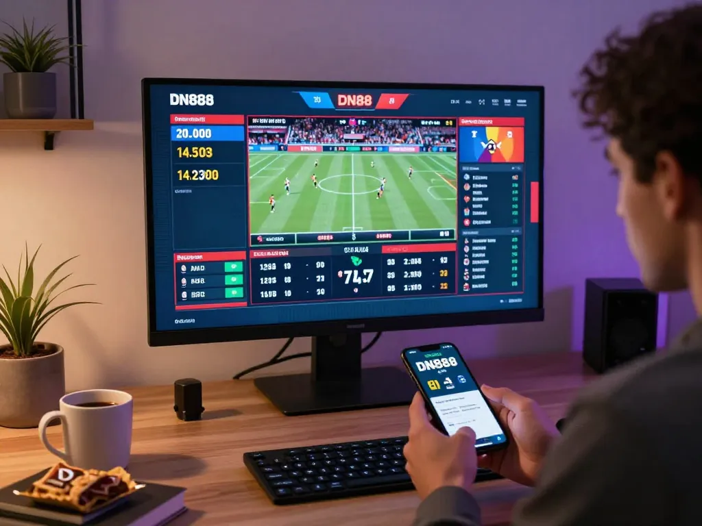 Engaging with DN888 sports betting app on smartphone during live events for strategic gameplay