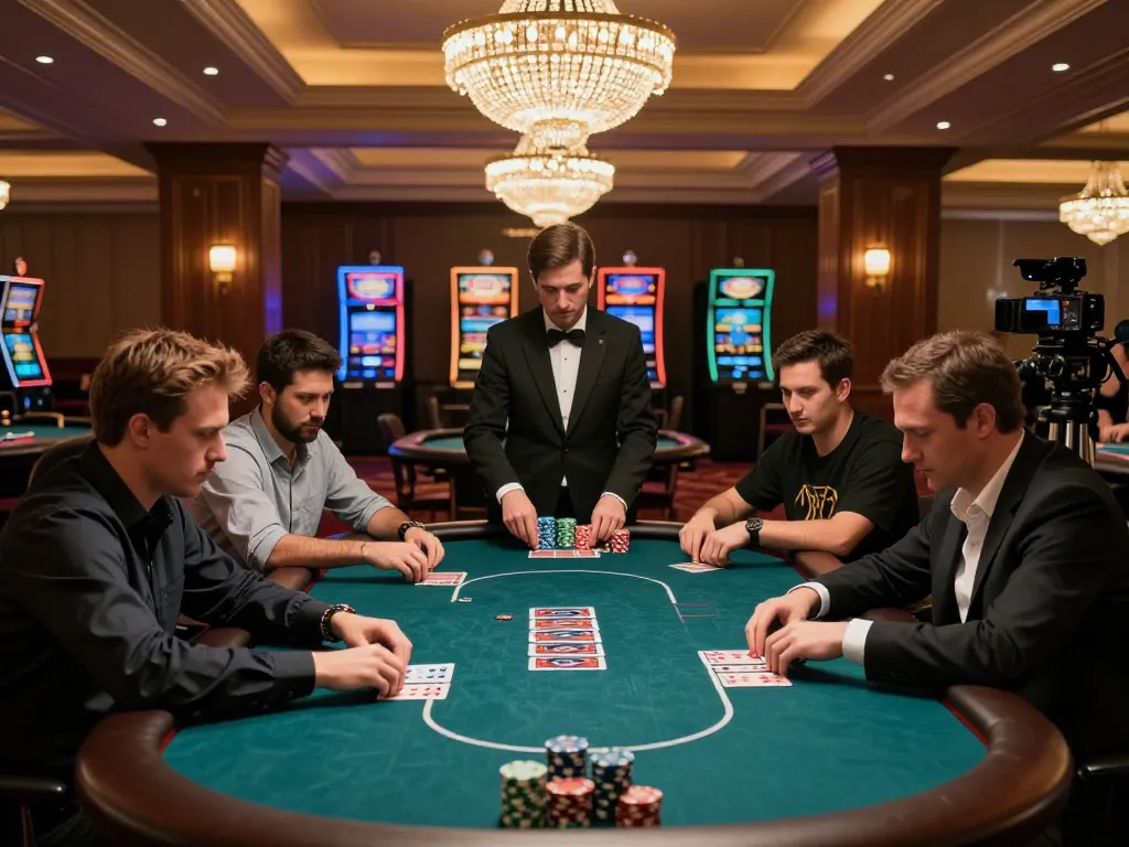 Engaged players strategizing their next move in a high-stakes poker game at 789win's elegant casino.