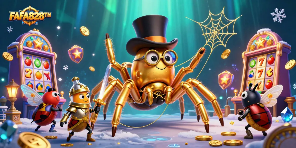 Experience FAFA828TH's thrilling casino atmosphere with a golden tarantula and knight adventuring!