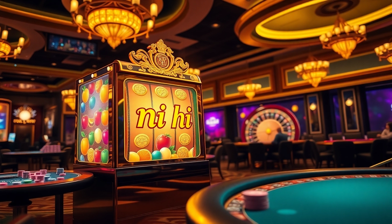 Experience thrilling gameplay with vibrant slot machine featuring nổ hũ, colorful symbols, and casino ambiance.
