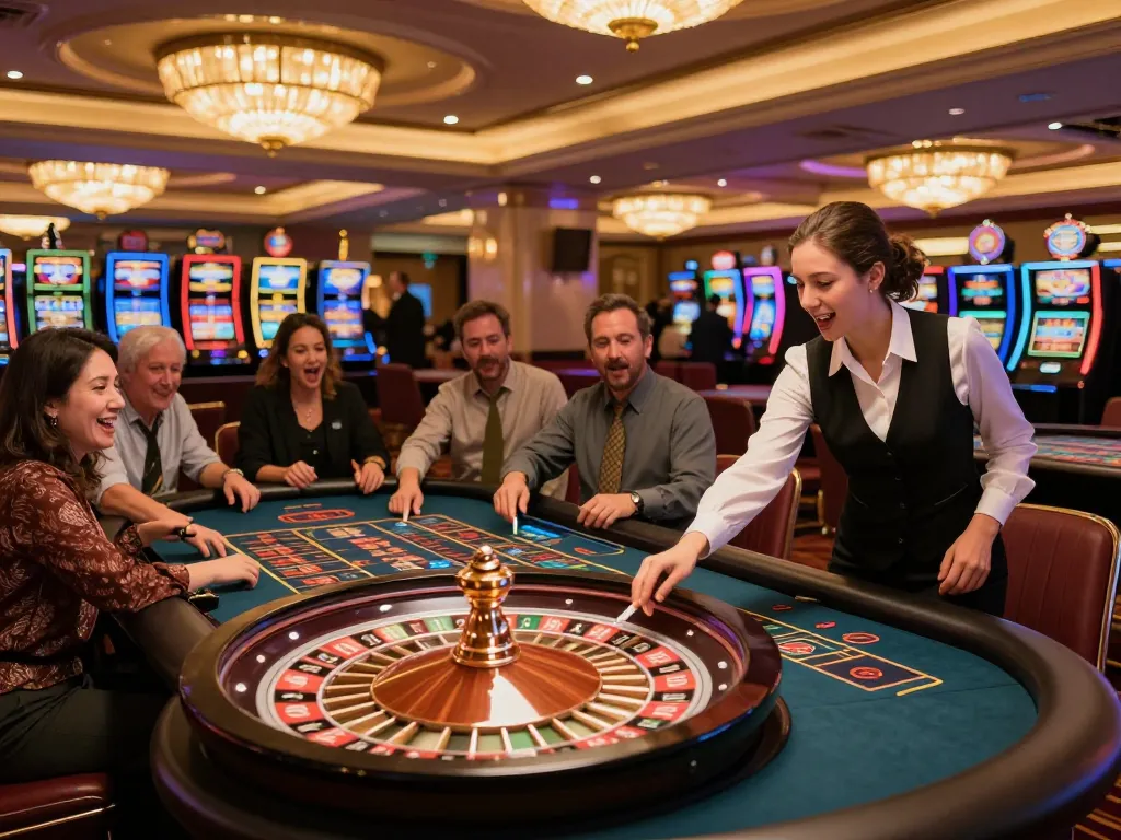Players enjoying a thrilling roulette game at the casino, highlighting VA88 excitement and strategy