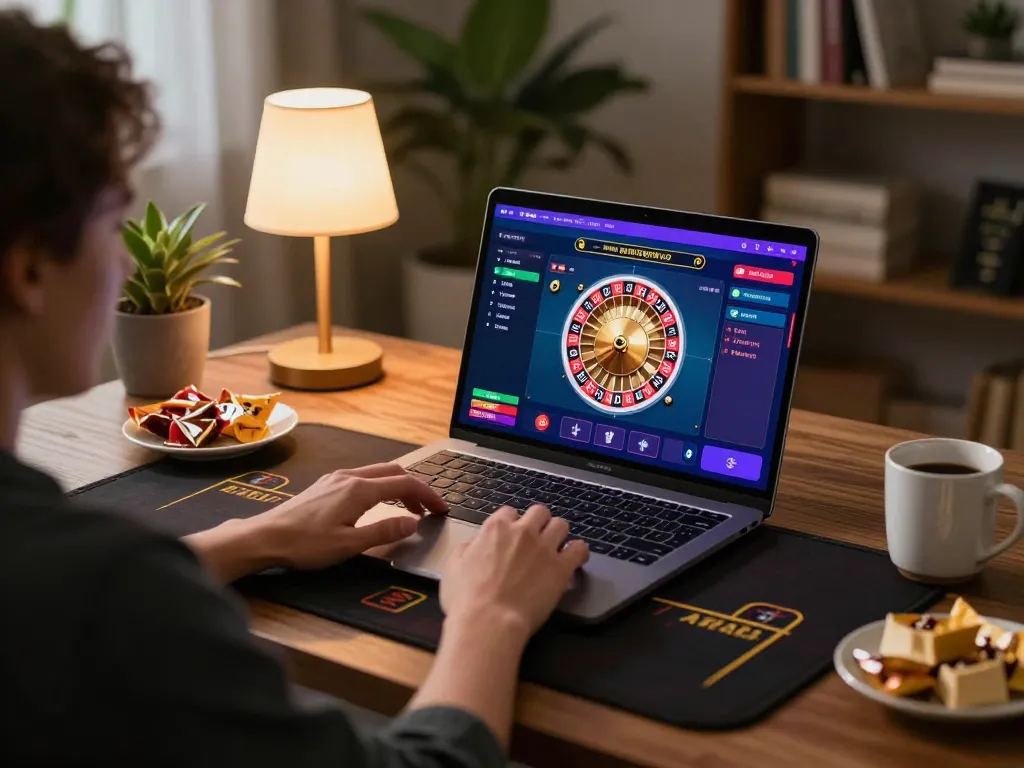Playing exciting roulette on 789club online in a cozy home gaming setup