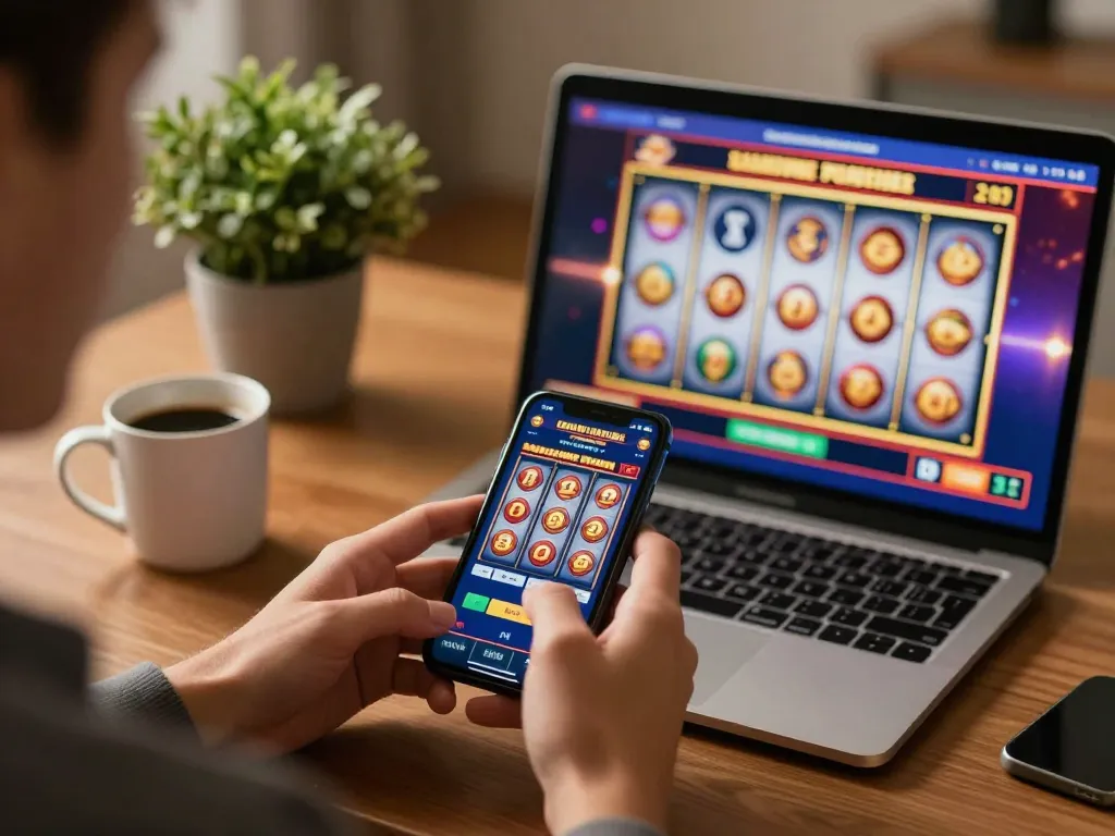 Player enjoying sc88 mobile app while strategizing betting options, creating a cozy casino atmosphere