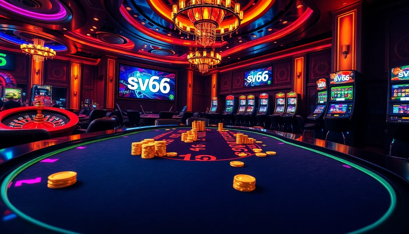 Players engaging in a high-stakes game at SV66 casino, showcasing excitement and luxury in gambling.