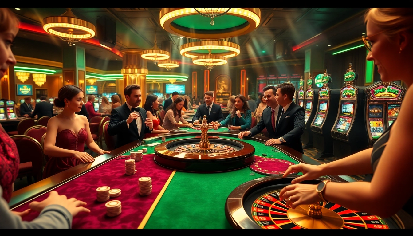 Players engaging in thrilling Fun 88 casino games at vibrant tables, showcasing high-stakes excitement.
