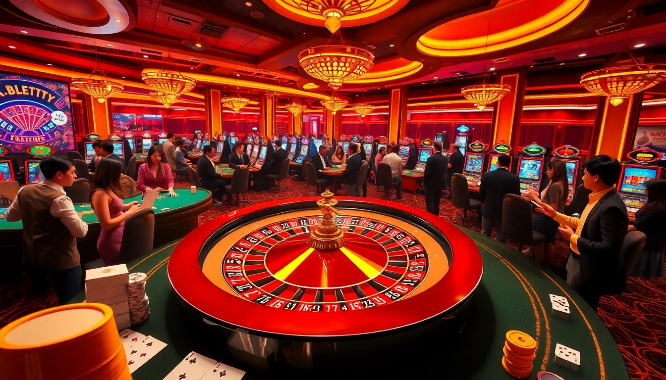 Gambling excitement at https://au88.mex.com/, showcasing a lively casino scene with players at a roulette table.