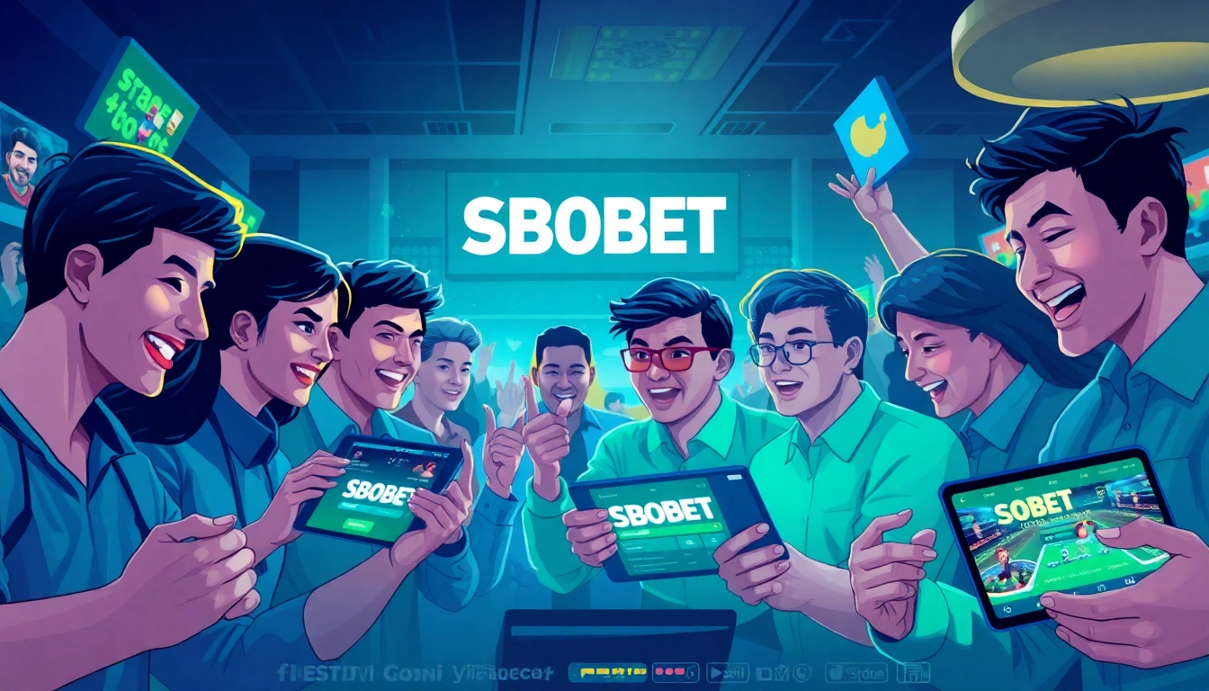 Engaging scene at sbobet.dance showcasing online betting excitement with players enjoying various games.