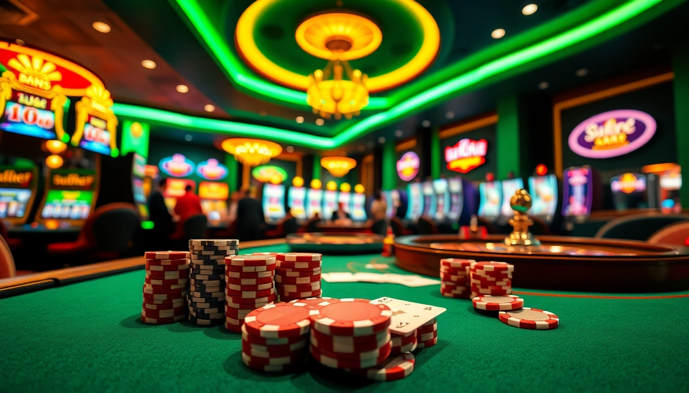 Engaging gamblers at UU88's modern casino with vibrant tables and thrilling action.