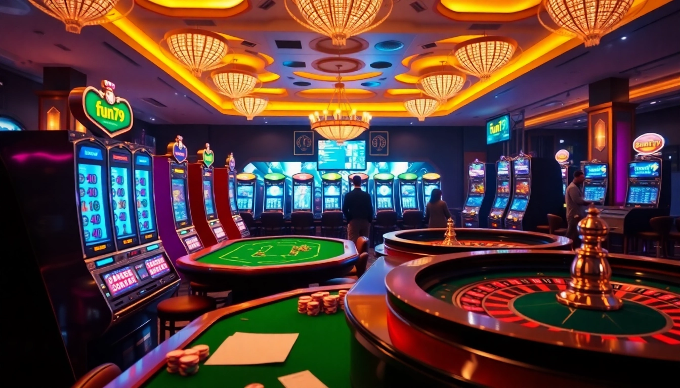 Experience the excitement of gambling at fun79 with vibrant casino tables and thrilling gameplay.