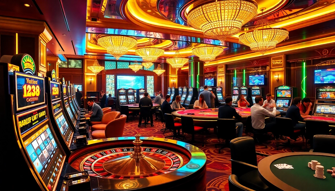 Engage with exciting gaming experiences at 123b.ing featuring vibrant slots and poker tables.