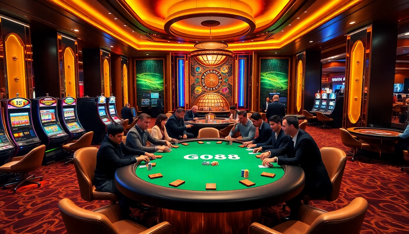 Players enjoying a thrilling poker game at the Go88 casino table.