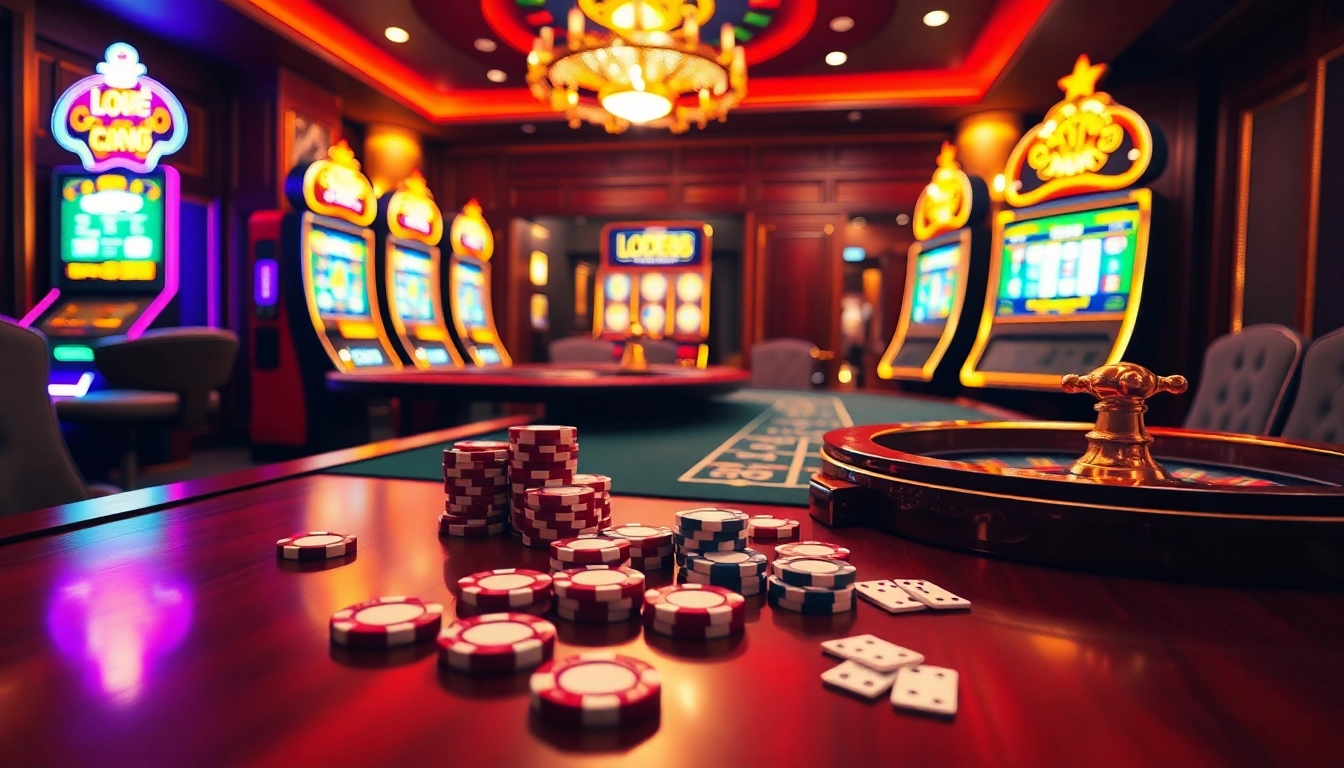 Enjoying high-stakes play at lode88 with vibrant casino elements and luxury design.