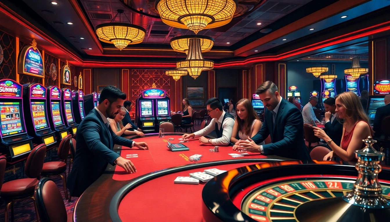Experience the excitement of gambling at Sunwin with engaging slot machines and poker action.