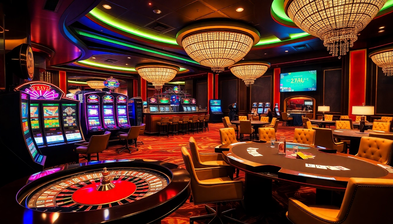 Nohu slot machines create an exciting atmosphere in a luxurious casino setting.