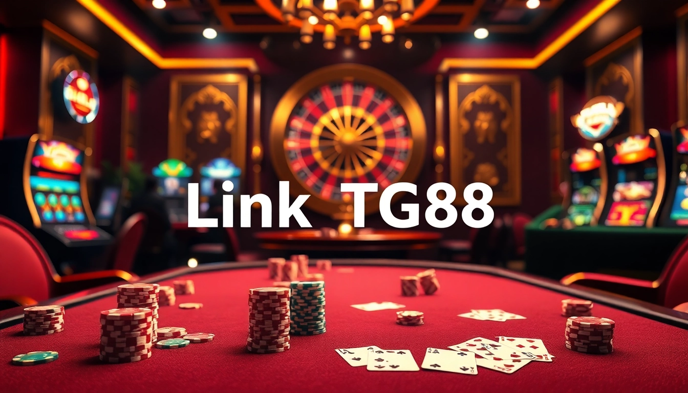 Engaging gambling scene capturing the thrill of Link TG88 with vibrant casino elements.