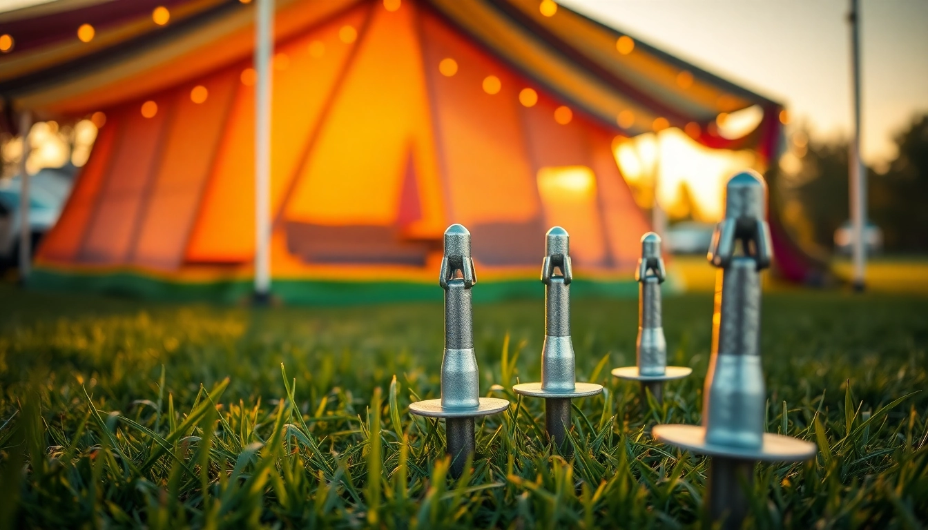 עמוד אנקור עמיד שמבטיח קיבוע יציב לאוהל בסביבה חיצונית