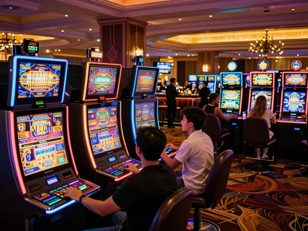 Players enjoying exciting slot machines at the casino, showcasing the thrilling atmosphere of 678 gaming.