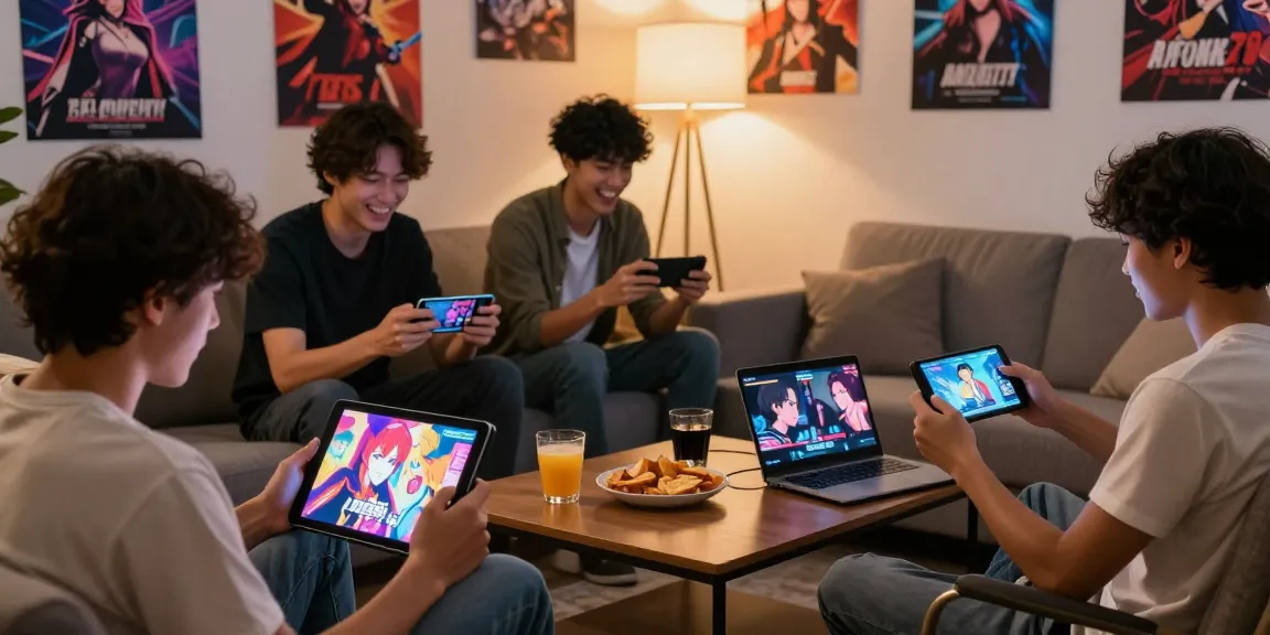 Playing free ecchi games with friends in a vibrant living room, engaging in animated and interactive gameplay experiences.